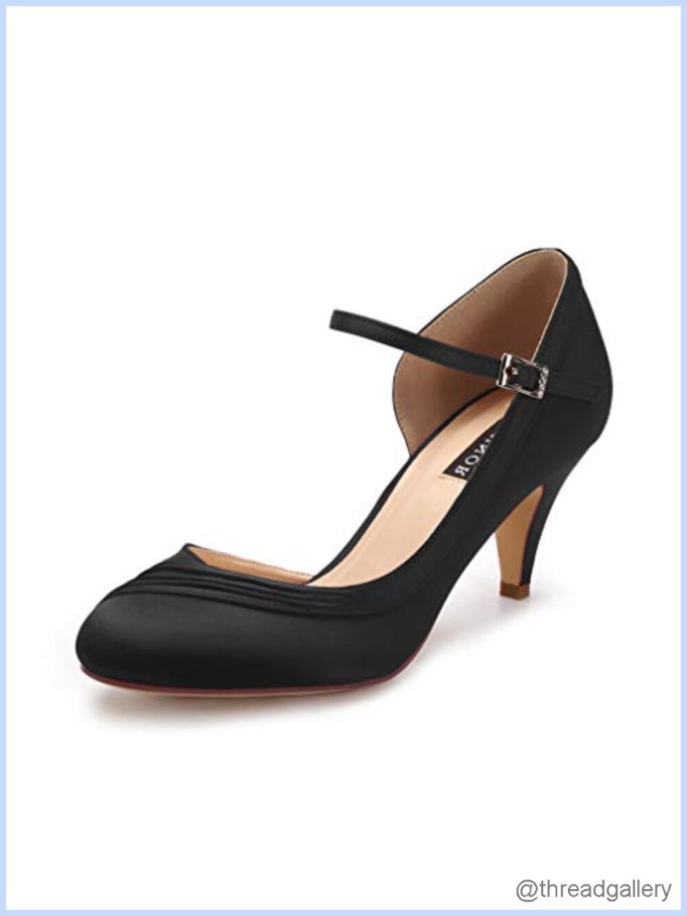 ERIJUNOR Women's Kitten Heels Satin Low Heel Ankle Strap Evening Dress Pumps